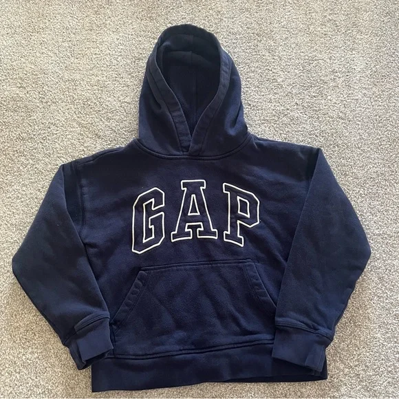 GAP Kids y2k Navy Blue Hoodie with Curved Logo size M(8-9) - Picture 1 of 6